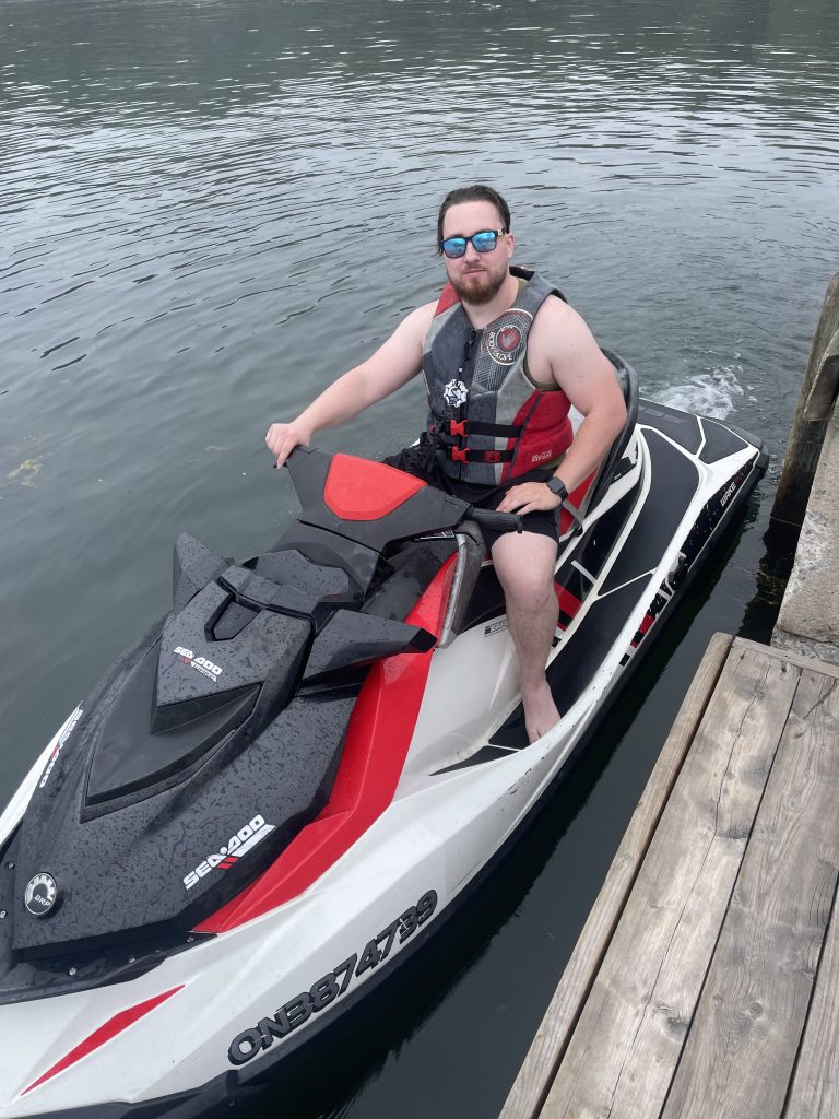 Turner launching a Jet Ski rental at lakefront promenade in Port Credit